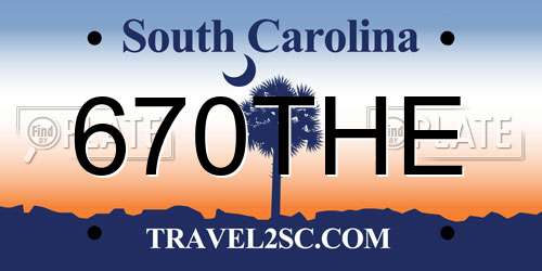 670THE South Carolina License Plate