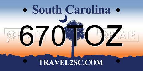 670TOZ South Carolina License Plate
