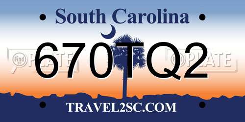 670TQ2 South Carolina License Plate