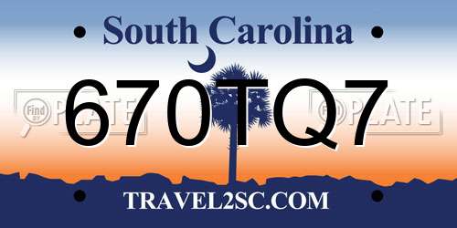 670TQ7 South Carolina License Plate