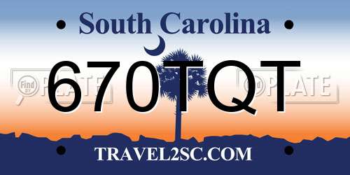 670TQT South Carolina License Plate