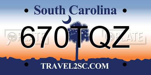 670TQZ South Carolina License Plate