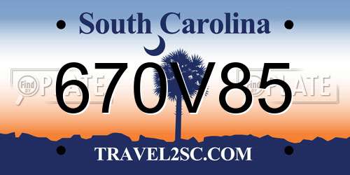 670V85 South Carolina License Plate