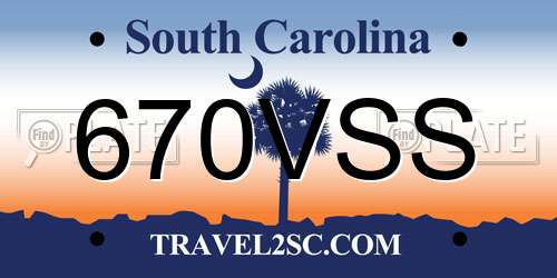 670VSS South Carolina License Plate