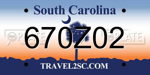 670Z02 South Carolina License Plate