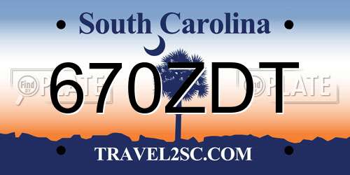 670ZDT South Carolina License Plate