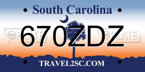 670ZDZ South Carolina License Plate