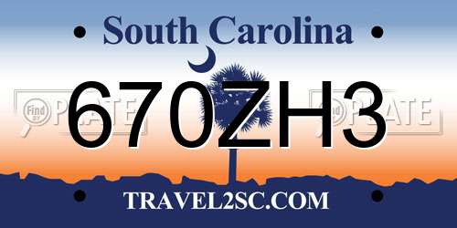 670ZH3 South Carolina License Plate