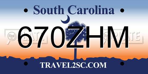 670ZHM South Carolina License Plate