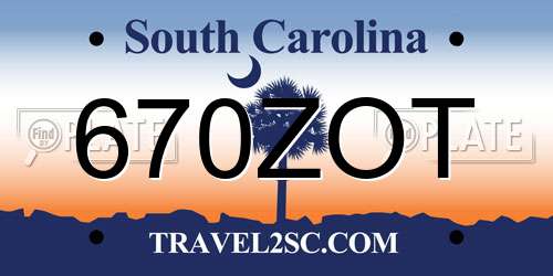 670ZOT South Carolina License Plate