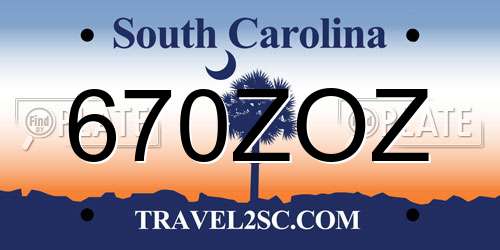 670ZOZ South Carolina License Plate