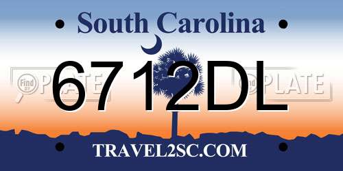 6712DL South Carolina License Plate