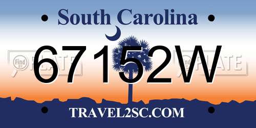 67152W South Carolina License Plate