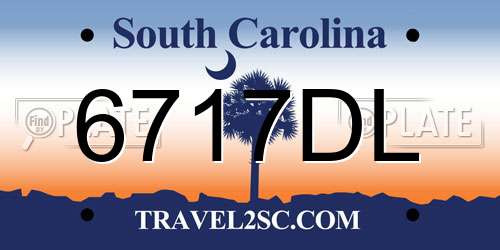 6717DL South Carolina License Plate
