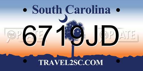 6719JD South Carolina License Plate