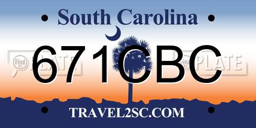 671CBC South Carolina License Plate
