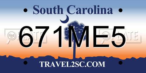 671ME5 South Carolina License Plate