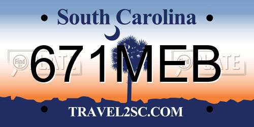 671MEB South Carolina License Plate