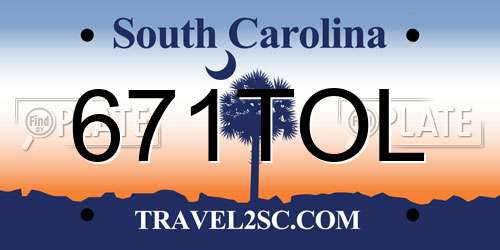 671TOL South Carolina License Plate