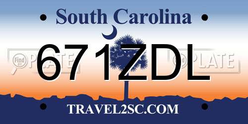 671ZDL South Carolina License Plate