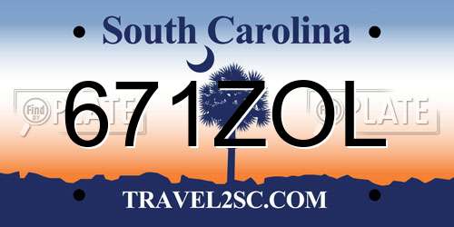 671ZOL South Carolina License Plate