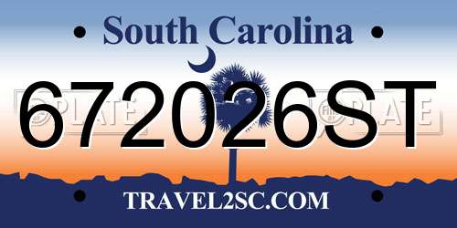 672026ST South Carolina License Plate