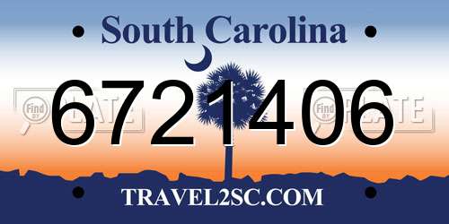 6721406 South Carolina License Plate