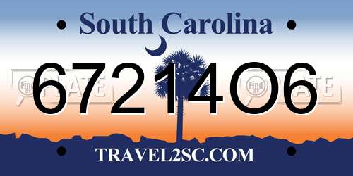 67214O6 South Carolina License Plate