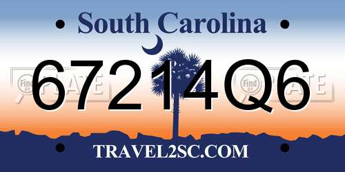 67214Q6 South Carolina License Plate