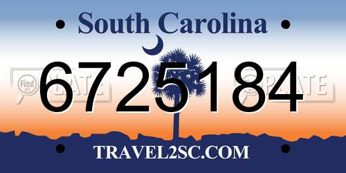 6725184 South Carolina License Plate