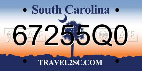 67255Q0 South Carolina License Plate