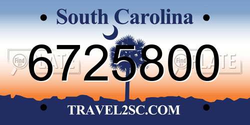 6725800 South Carolina License Plate