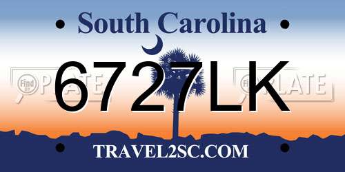 6727LK South Carolina License Plate
