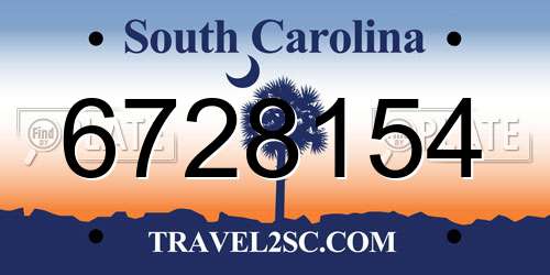 6728154 South Carolina License Plate