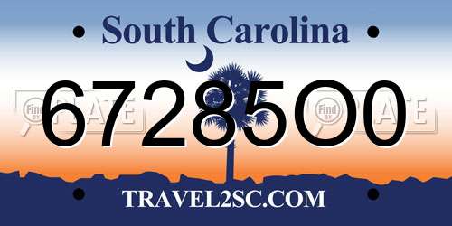 67285O0 South Carolina License Plate