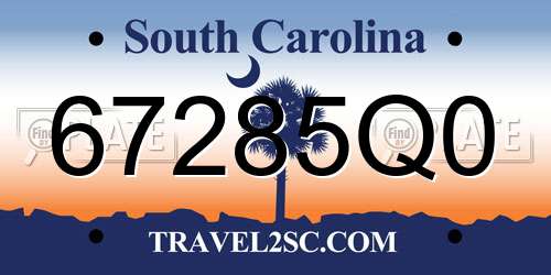 67285Q0 South Carolina License Plate