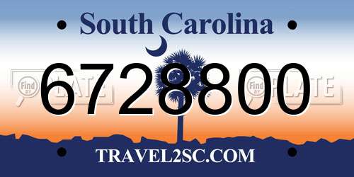 6728800 South Carolina License Plate