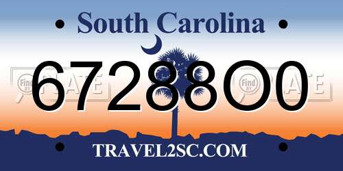 67288O0 South Carolina License Plate