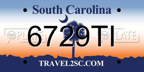 6729TI South Carolina License Plate