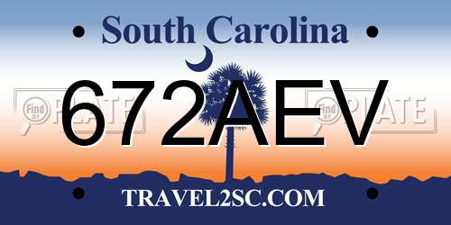 672AEV South Carolina License Plate