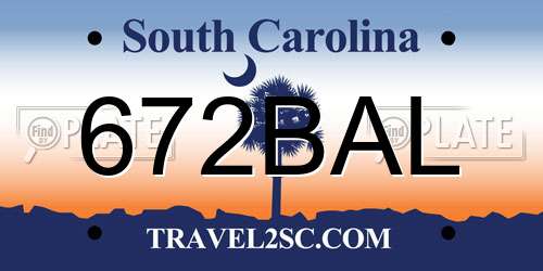 672BAL South Carolina License Plate