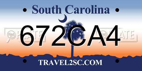 672CA4 South Carolina License Plate