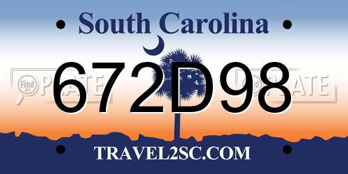 672D98 South Carolina License Plate