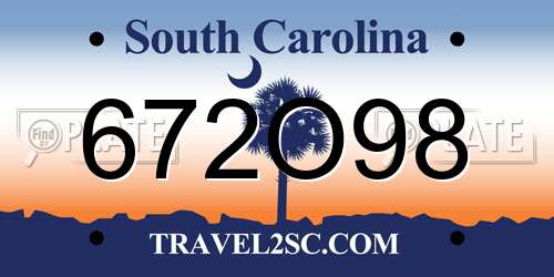 672O98 South Carolina License Plate