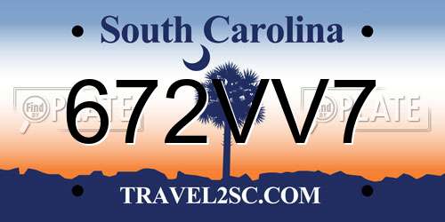 672VV7 South Carolina License Plate