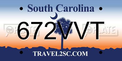 672VVT South Carolina License Plate