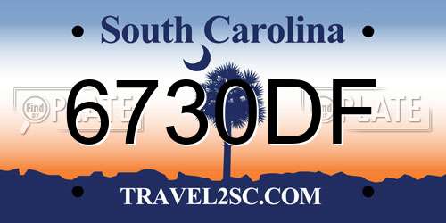 6730DF South Carolina License Plate
