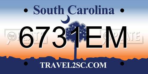 6731EM South Carolina License Plate