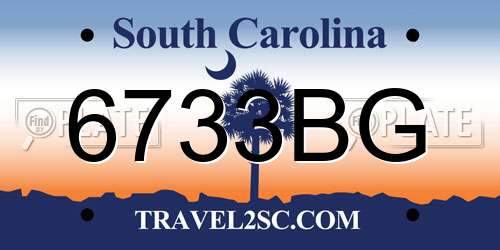 6733BG South Carolina License Plate