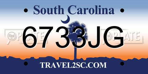 6733JG South Carolina License Plate